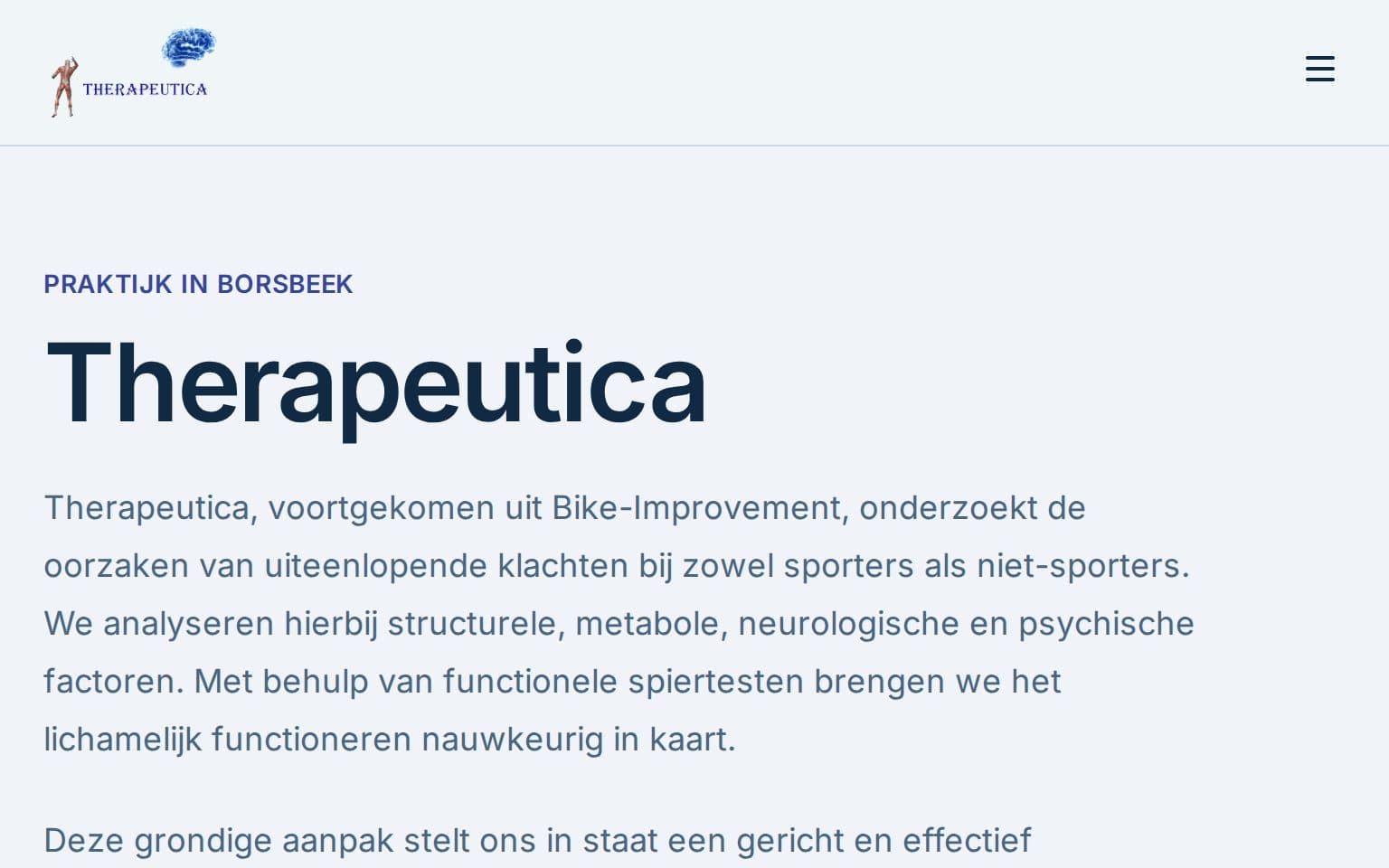 De homepage van therapeutica.be