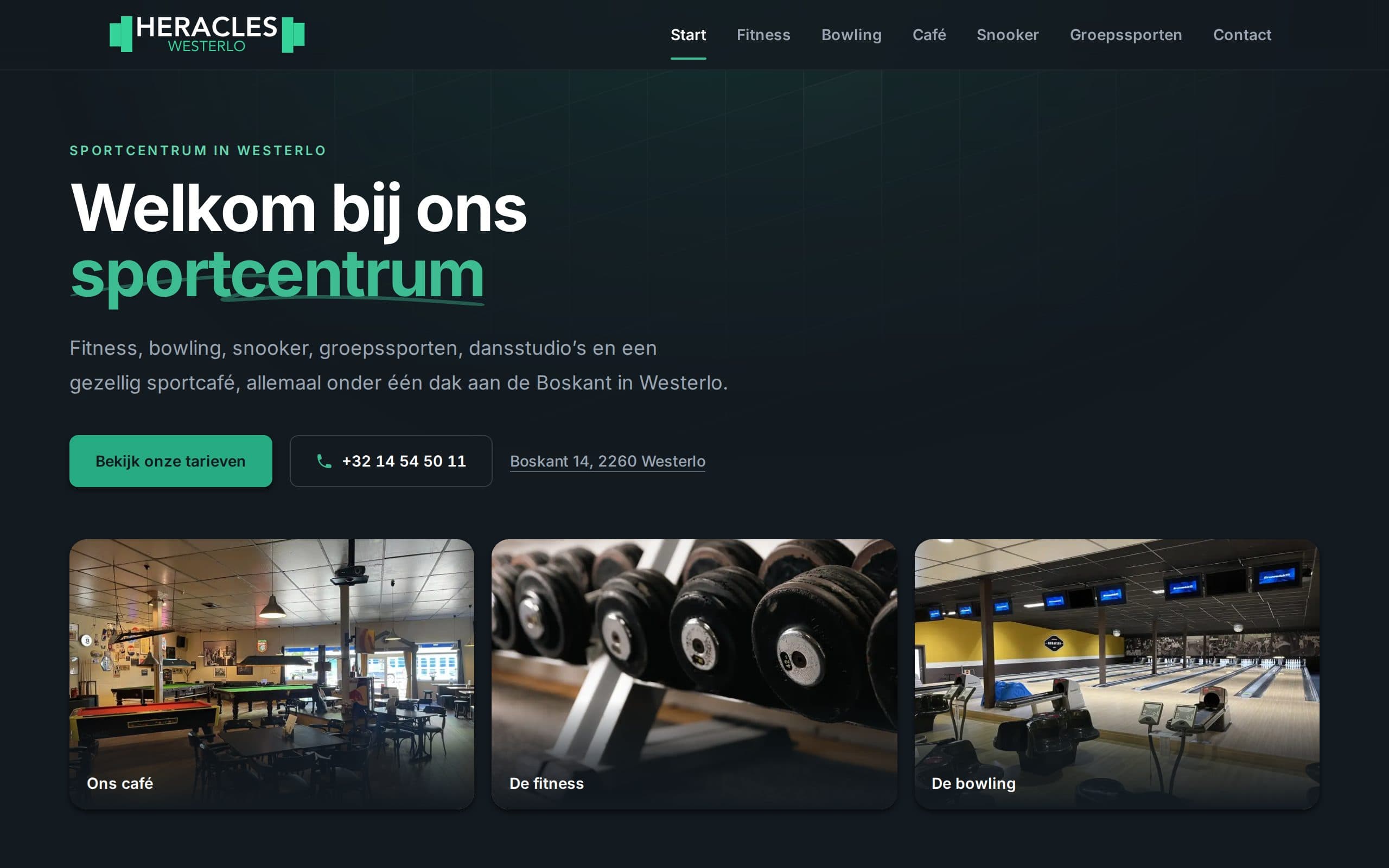 De homepage van heracleswesterlo.be