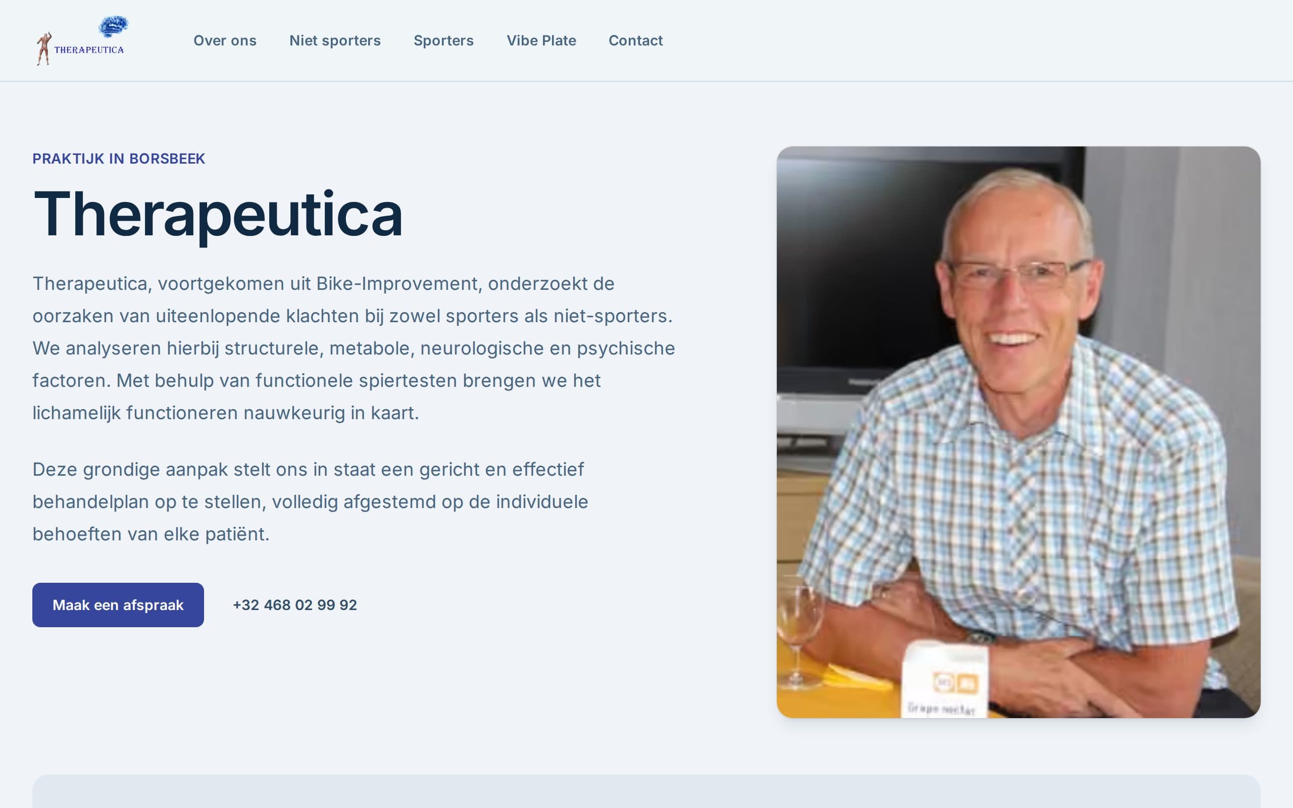 De homepage van therapeutica.be