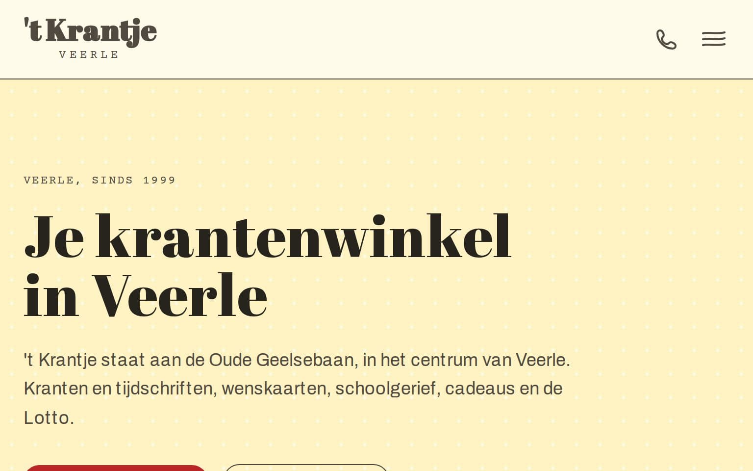 De homepage van krantjeveerle.be
