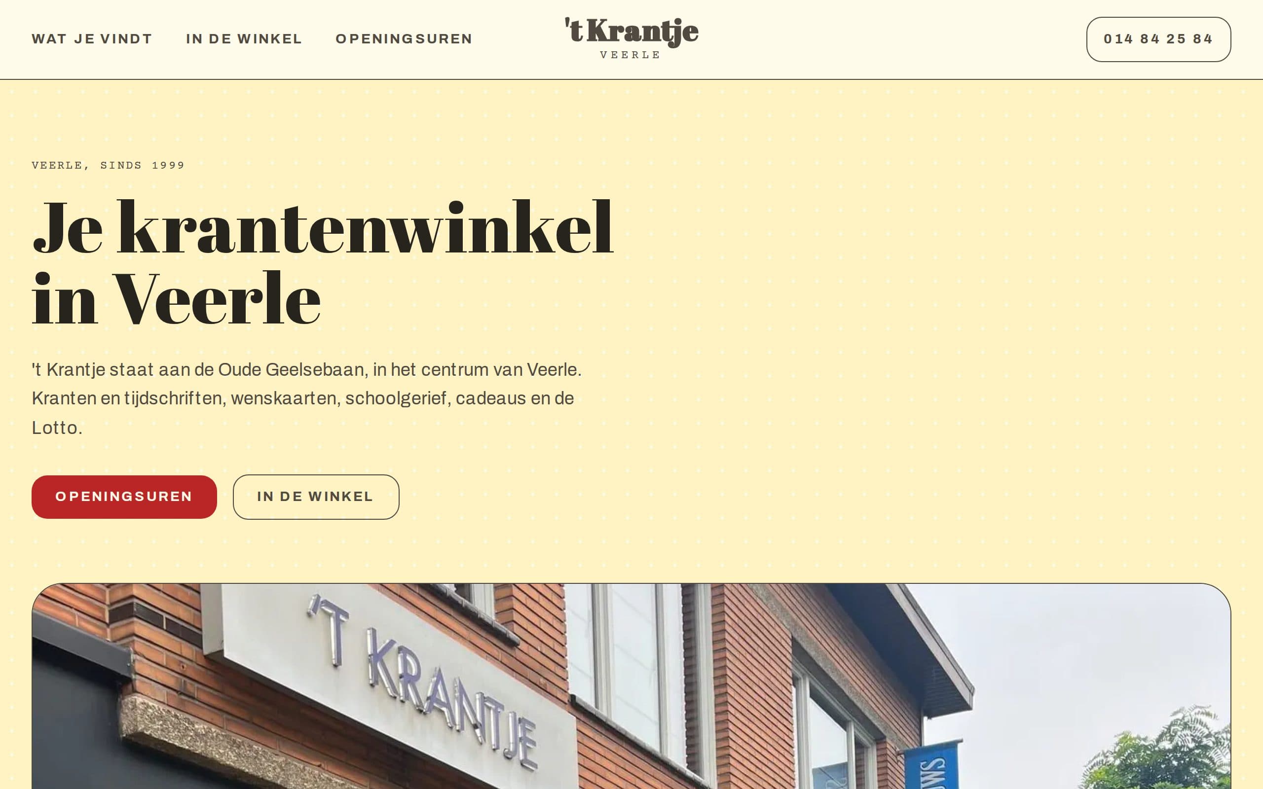 De homepage van krantjeveerle.be